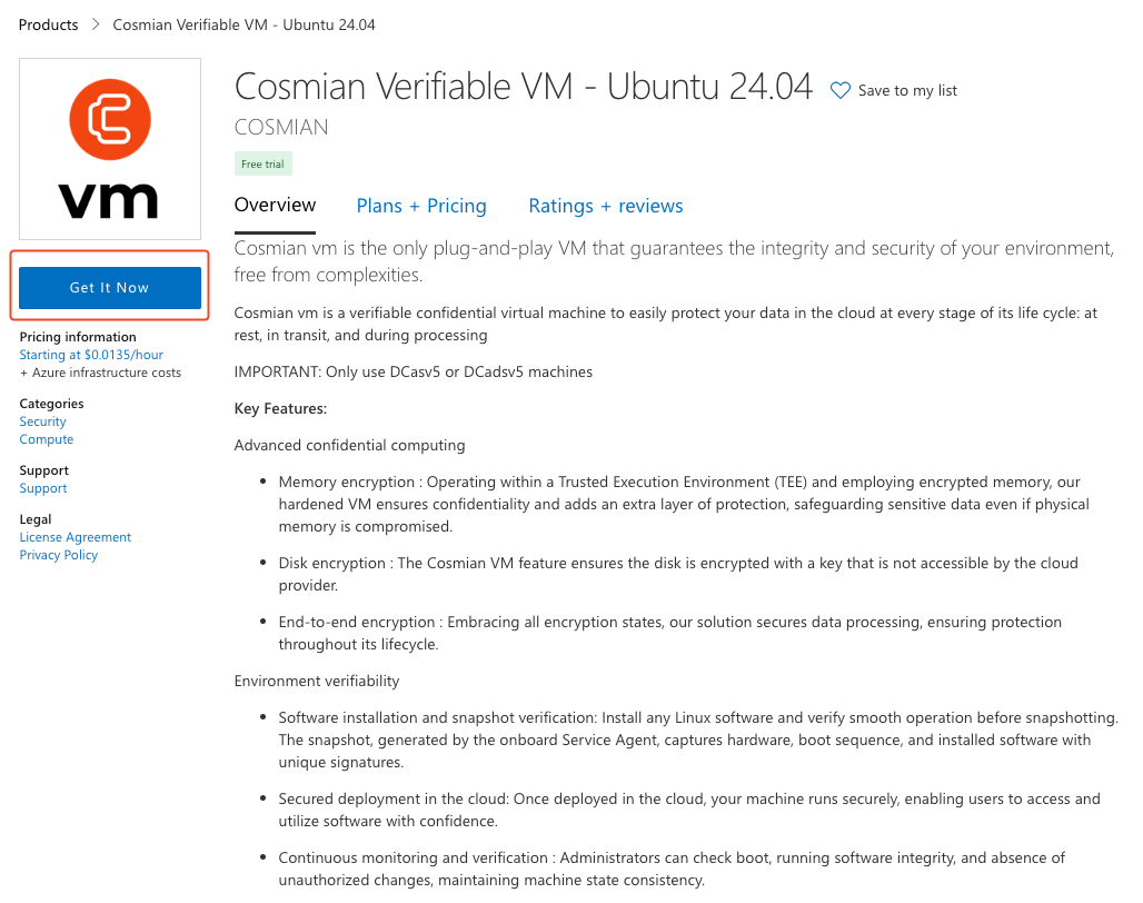 Step 1: Get Cosmian Verifiable VM
