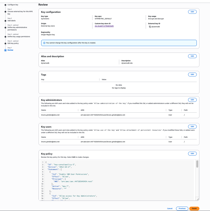 Review the key and create it
